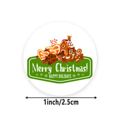 100-500pcs Christmas Gift Decorative Stickers 1 Inch Round Thank You Labels Handmade Candy Biscuits Packaging Christmas Sticker (ONLINE ORDER ONLY)