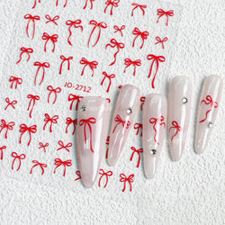 Gold Silver White Black Pink Blue Bowknot Ribbon Flat 3D Line Gird Strap Tie Elegant Charming Nail Art Stickers Manicure Decals (ONLINE ORDER ONLY)