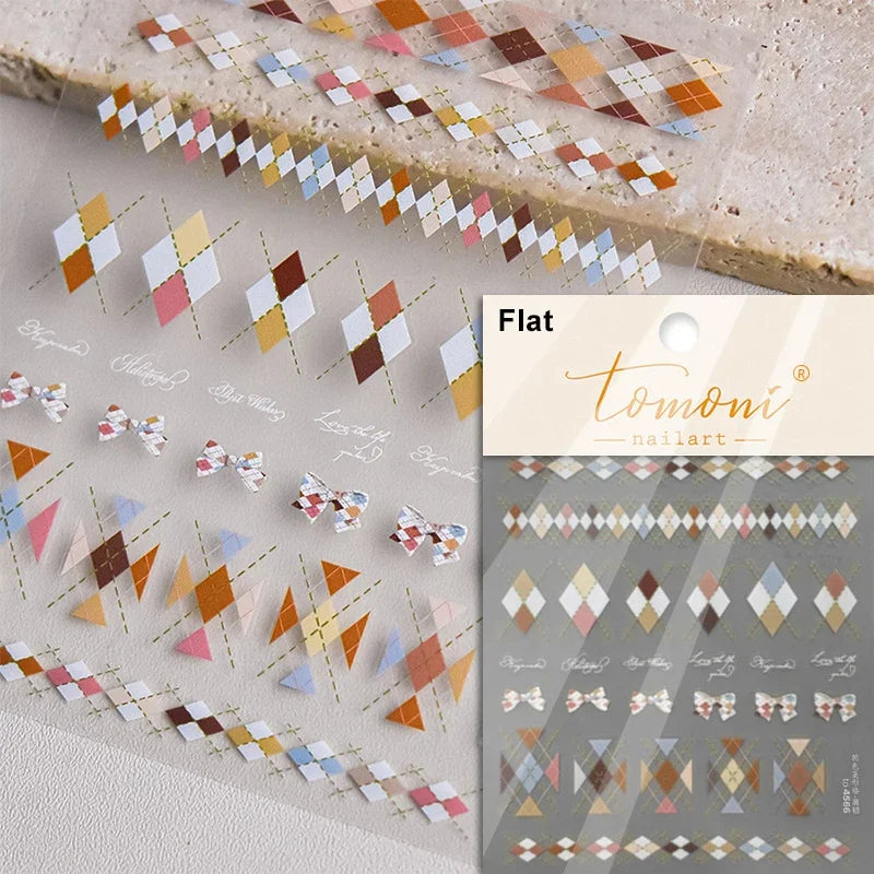 Shiny Colorful Color Block Fragment Square Fragment Grid Rhombus 3D Self Adhesive Nail Art Stickers Rhinestone Manicure Decals (Online Order Only)