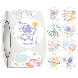 500 Roll Space Astronaut Stickers Cute Bonus Stickers Children's Stationery Notebook DIY Hand Ledger Decorated Office Stationery (Online Order Only)