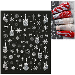 1pc Christmas Nail Sticker 3D Gold Glitter Snowflake Elk Penguin Bells Design Adhesive Nail Slider Decals Winter Manicure Decor* (Online Order Only)