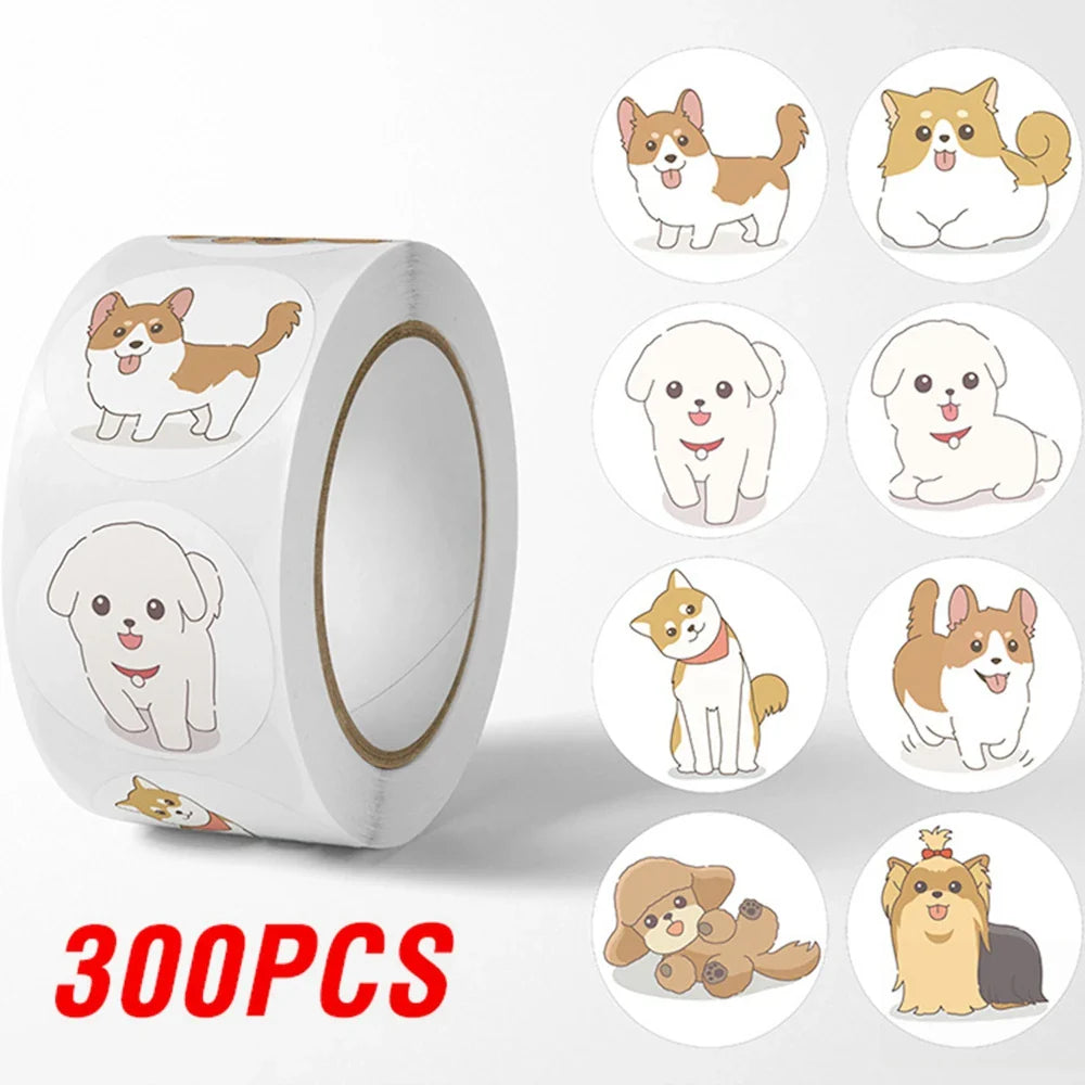 100-500pcs Reward Sticker Cartoon Dog Pattern Encouragement Stickers For Students Teachers Cute Animals Stationery Stickers (ONLINE ORDER ONLY)
