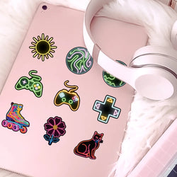 10/30/50PCS Cartoon Neon Sticker Graffiti Mobile Phone Luggage Helmet Water Cup Guitar DIY Wall Sticker Toy Decoration Wholesale (ONLINE ORDER ONLY)