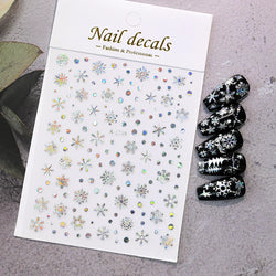 1PCS Laser Gold Snowflake Christmas Tree Nail Sticker 3D Adhesive Nail Decals Nail Art Accessories New Christmas Decoration 2024 (ONLINE ORDER ONLY)