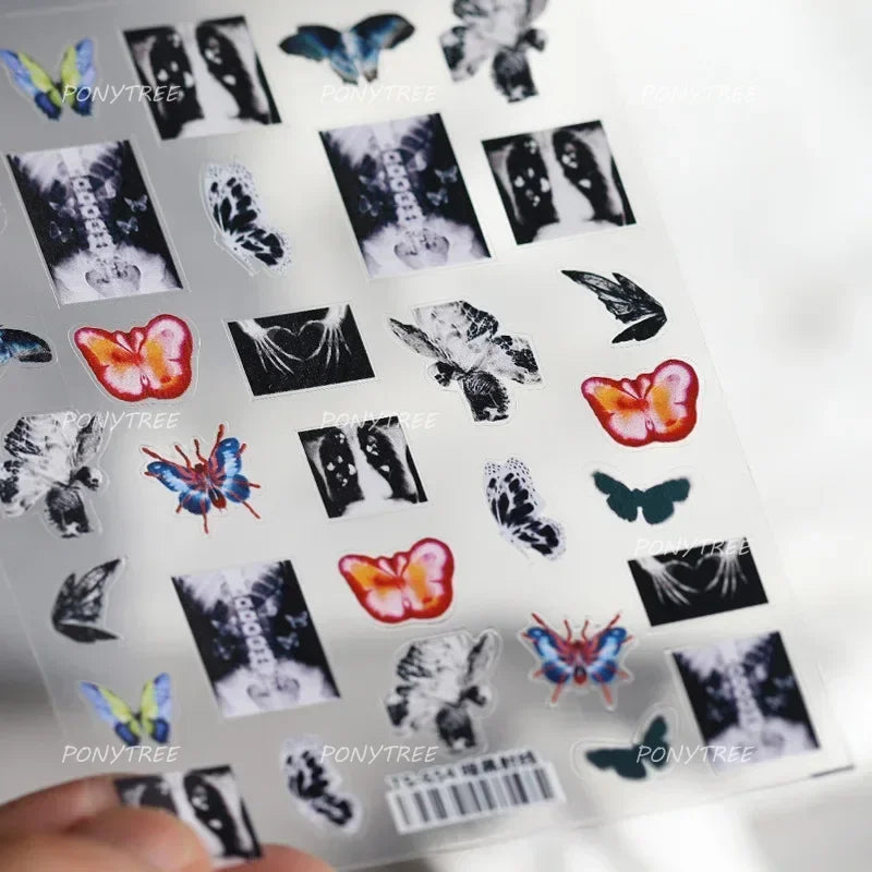 White Black Wings Feather Angel Demon Devil Dreamy Hot Stamping English Letter Adhesive Nail Art Stickers Manicure Tool Decals (Online Order Only)