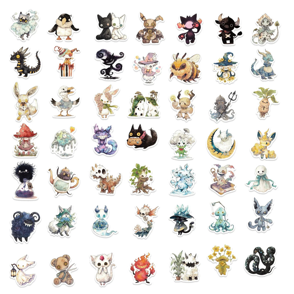 50pcs Ridiculous Fairy Tale Monster Sticker Pack Waterproof Laptop Skin Cute Phone Case Kawaii Packaging Art Supplies Stationer﻿ (Online Order Only)