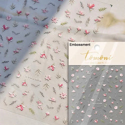 Autumn Fall Maple Leaves Ginkgo Leaf Osmanthus Chrysanthemums Rabbit Bunny Plant Flower Relief Nail Art Sticker Decoration Decal (ONLINE ORDER ONLY)