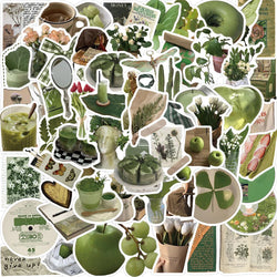 10/30/62PCS Cartoon Plant Ins Style Green Stickers Aesthetic Decals DIY Notebook Skateboard Phone Fridge Guitar Kids Sticker Toy (ONLINE ORDER ONLY)