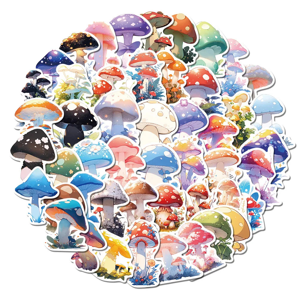 Mushroom Cartoon Stickers 10/30/50PCS for Luggage Laptop Phone Guitar Bike DIY Kids Toy (ONLINE ORDER ONLY)