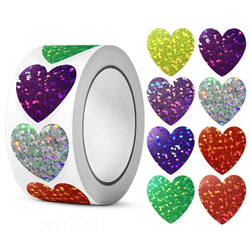 100-500pcs Holographic Color Gold Heart-shaped Stickers Kids Reward Stickers Labels For Wall Crafts Classroom Teachers Supplies (ONLINE ORDER ONLY)