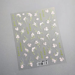 Mountain Flower Peach Blossom Vibrant Flowers Green Leaves Antique Chic Self Adhesive Nail Art Stickers Spring 3D Manicure Decal (ONLINE ORDER ONLY)