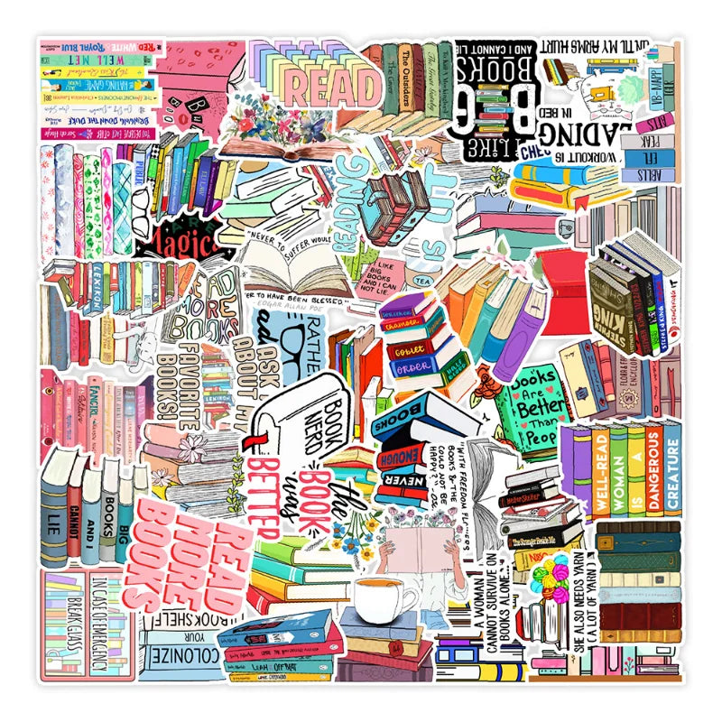 Read Book Graffiti Stickers: 10/25/50pcs for Scrapbook, Suitcase, Water Bottle, Phone, Laptop, Guitar, Car, Skateboard (Online Order Only)