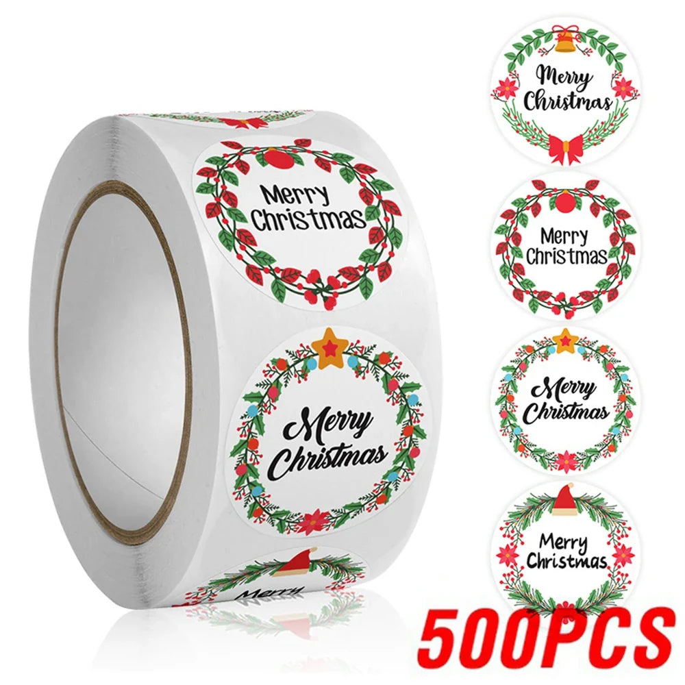 100-500pcs Merry Christmas Santa Claus Labels Stickers for Gift Package Card Envelope Wrapping Party Baking Small Business (Online Order Only)
