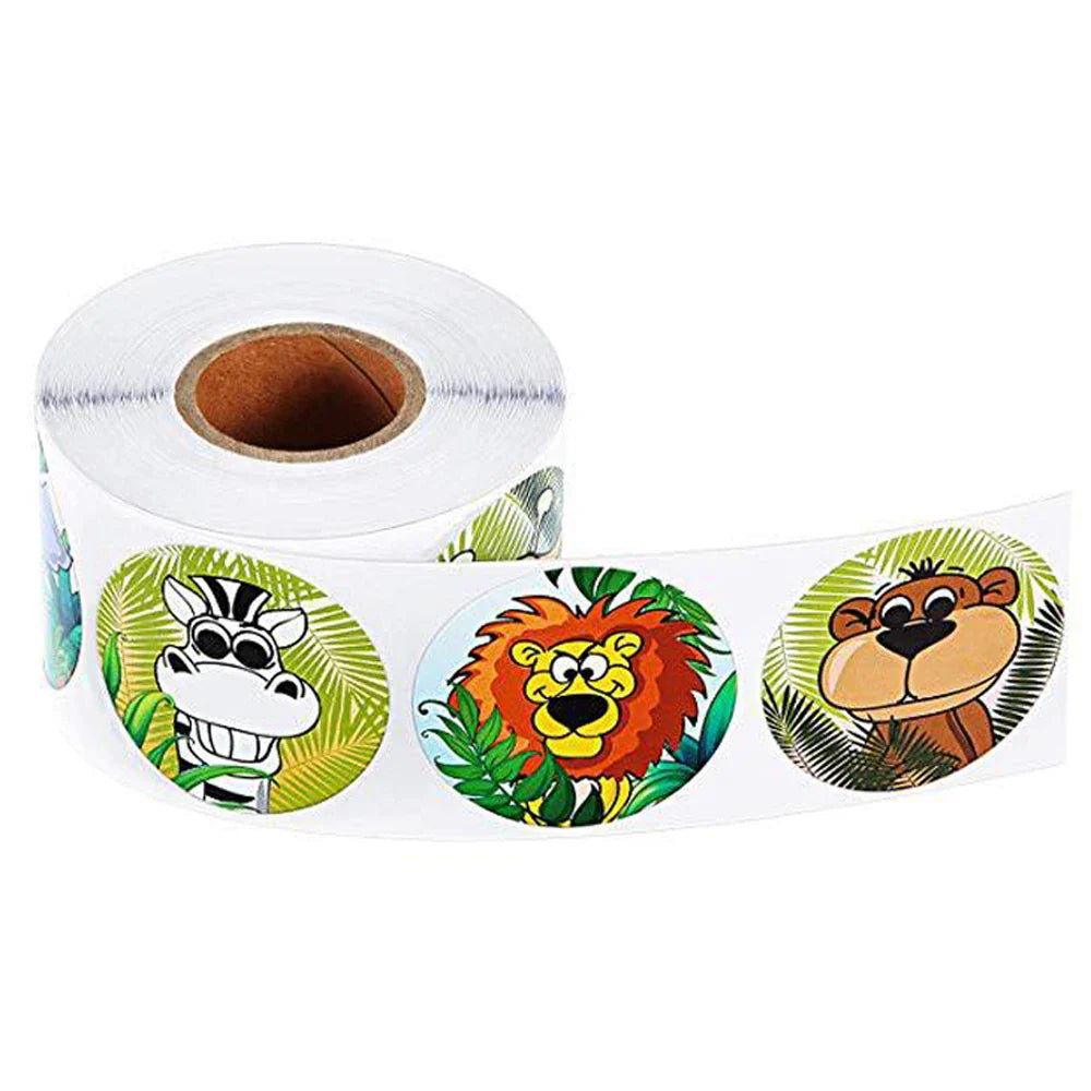 500pcs zoo Animals cartoon Stickers for kids classic toys sticker school teacher reward sticker 8 designs pattern tiger (Online Order Only)