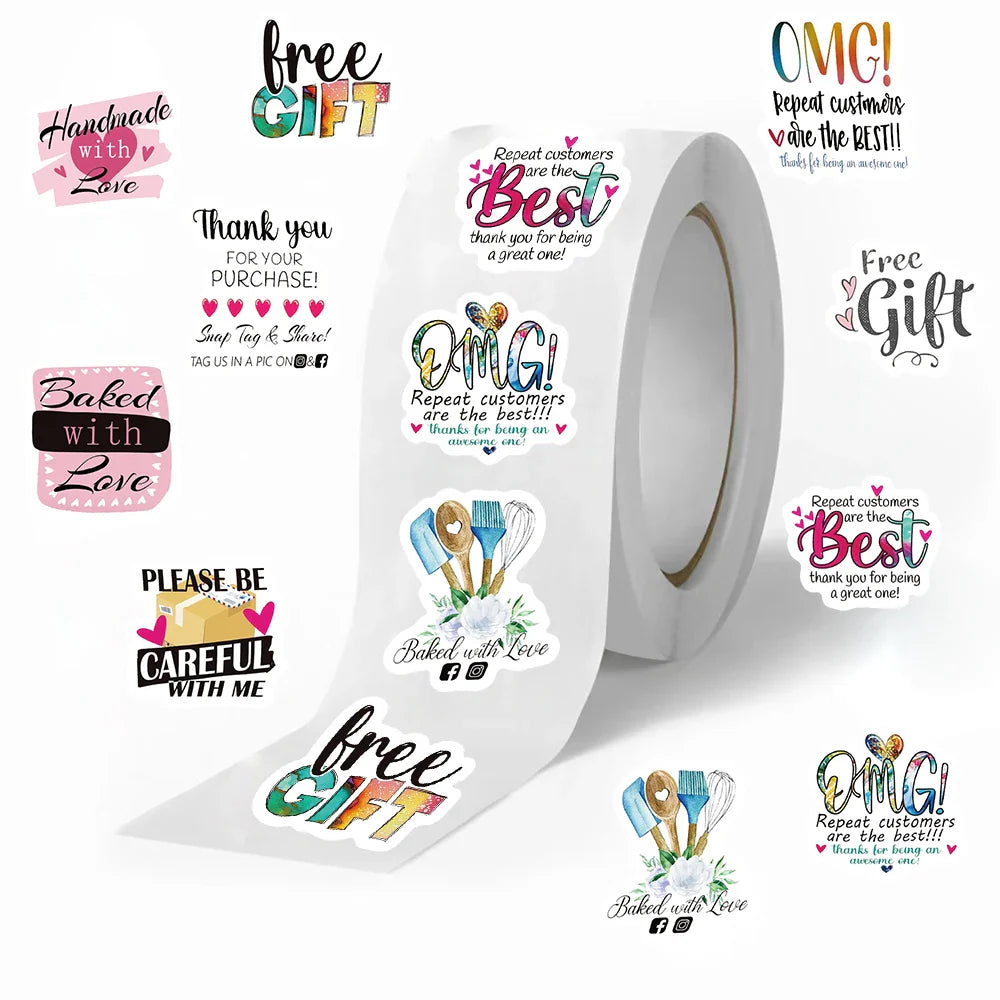 500pcs Cute Reward Stickers Roll with English Thanks Stickers for School Teacher Kids Student Stationery Stickers Kids (Online Order Only)