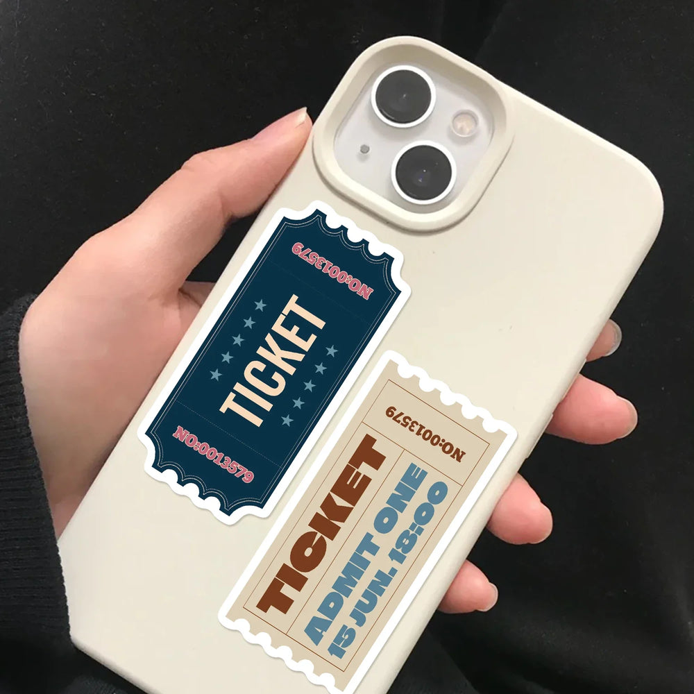 50pcs Vintage Ticket Stubs Stickers Seals for Water Bottles Laptops Skateboards Waterproof Durable Sticker for Teens and Adults (ONLINE ORDER ONLY)