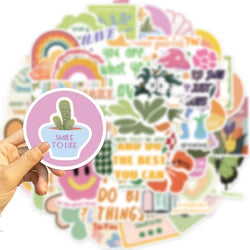 10/30/50PCS Inspiring Pink Green Children's PVC Sticker Aesthetic Decoration Scrapbooking Stationery School Supplies for Kids (ONLINE ORDER ONLY)
