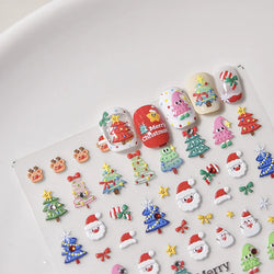 Black White Christmas Tree Snowflake Bowknot Snowman Socks Star Santa Hat Deer Rhinestone Winter Nail Art Sticker Manicure Decal (Online Order Only)