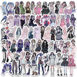 60PCS Y2K Gothic Lolita Pink Anime Stickers for Phone Laptop Car (ONLINE ORDER ONLY)