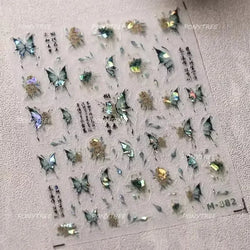 Charming Delicate Sapphire Color Blue Black Stroke Butterfly Jelly Relief Rhinestone Adhesive Nail Art Stickers Manicure Decals (Online Order Only)