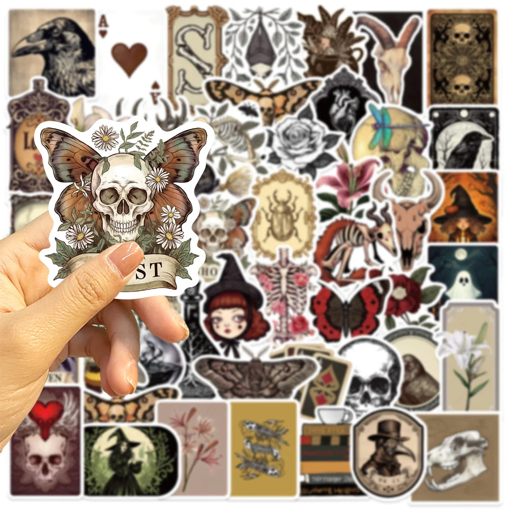 50PCS Cartoon Gothic Skeleton Animal Stickers Skateboard Guitar Computer Refrigerator Desk Graffiti Creative Sticker (ONLINE ORDER ONLY)
