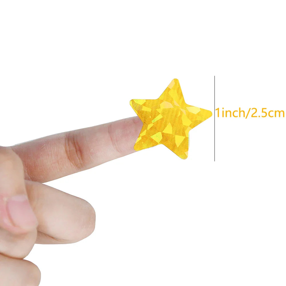 500pcs/roll Holographic Color Star Stickers for Wall Crafts Classroom Teachers Supplies for Kids Reward Foil Star Label Stickers (Online Order Only)