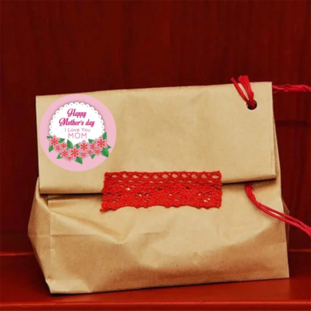100-500pcs New Round Shape 100pcs Happy Mother's Day Gifts Label Sticker Kraft Happy Birthday Gifts Label Tag (ONLINE ORDER ONLY)