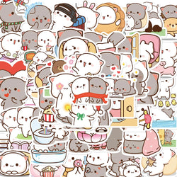 60PCS Kawaii Cat Mood Sticker PVC Graffiti Sticky Aesthetic Decorative Scrapbook DIY Child Phone Stationery Supply for Kid (Online Order Only)