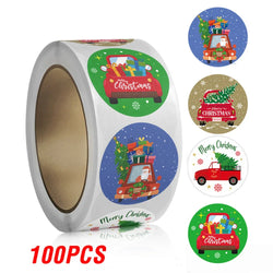 100-500pcs Christmas Stickers Retro Santa Stickers for Scrapbooking Christmas Decorations Envelopes Gifts (ONLINE ORDER ONLY)