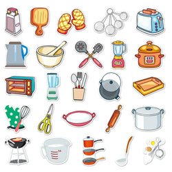 10/50PCS Kitchen Supplies Paper Sticker Decoration DIY Diary Notebook Scrapbook Label Sticker Cute Children Stationery Sticker (Online Order Only)