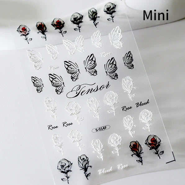 Charming White Shiny Pearl Rhinestone Wings Feathers Crown Moon Stars 3D Self Adhesive Nail Art Sticker Manicure Decal Wholesale (ONLINE ORDER ONLY)