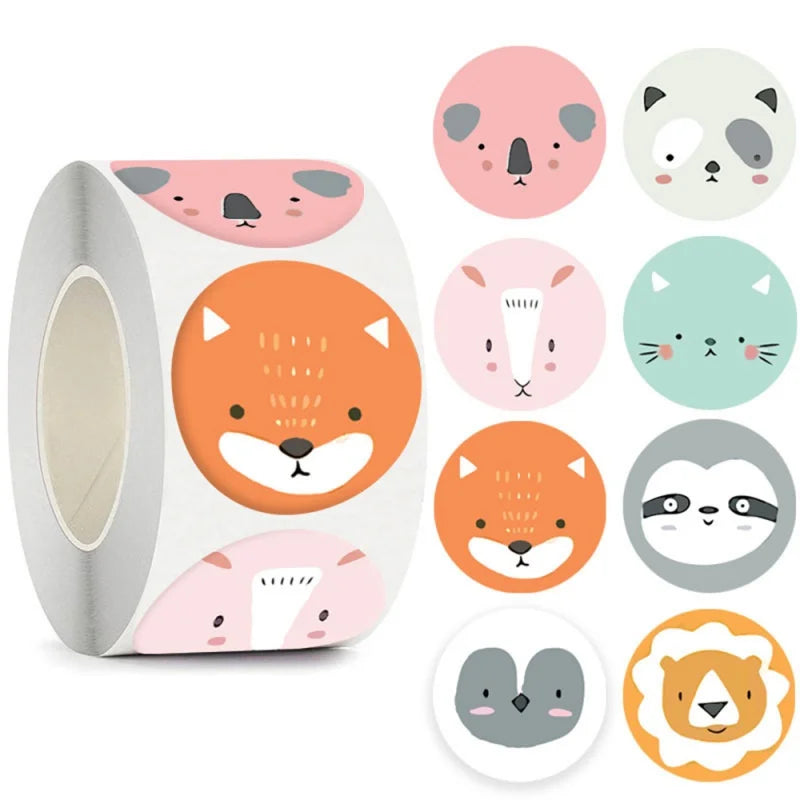 500pcs Cute Sticker for Kids Animals Face Reward Sticker for Classroom Teacher Supplies Motivational Scrapbooking (Online Order Only)