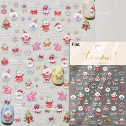 Santa's Hat Candy Santa Claus Christmas Tree Bell Elk 5D Self Adhesive Nail Art Stickers Button Snowflake Cherry Manicure Decals (ONLINE ORDER ONLY)
