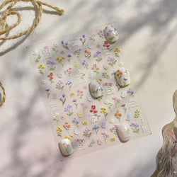 Dried Flower Butterfly Wildflowers Daisy Lily Moth Orchid Garden Self Adhesive Nail Art Stickers Chic Manicure Decals Wholesale (ONLINE ORDER ONLY)