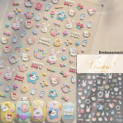 Cute Lovely Red Apple Core Black Kitten Cat's Paw Bread Slices Fruit Star Soft Relief Adhesive Nail Art Sticker Manicure Decals (ONLINE ORDER ONLY)