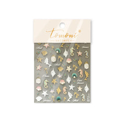 Hot Stamping Seahorse Dolphin Shell Conch Starfish Coconut Tree Jackfruit Water Bubbles Ocean Nail Art Stickers Manicure Decals (ONLINE ORDER ONLY)