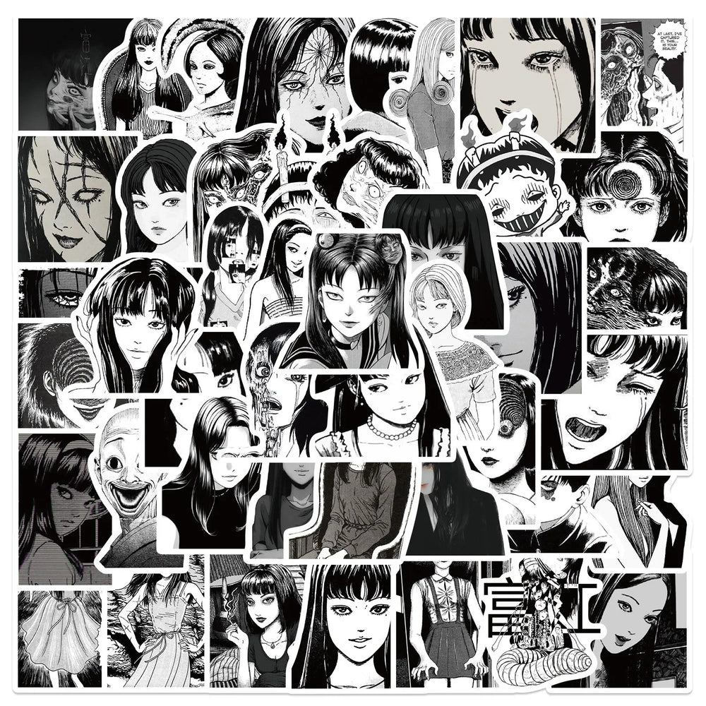 50pcs Junji Ito Horror Graffiti Stickers for Helmet, Wall, Desktop Decoration (Online Order Only)