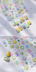 Cat Kitten Rabbit Flower Bouquet Bowknot Vase Bunny Grid Star Blocks Round Warm Sun Decoration Nail Art Stickers Manicure Decals (ONLINE ORDER ONLY)