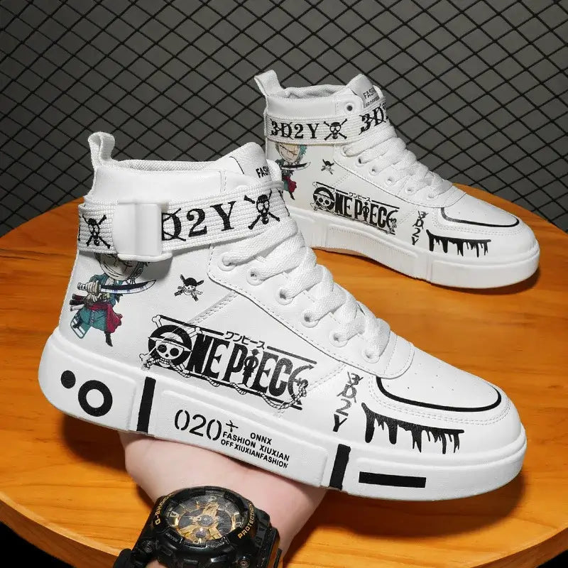 One Piece Luffy High Top Shoes Zoro Anime Sneakers (ONLINE ORDER ONLY)