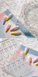 Pink Blue Purple Lovely Line Bowknot Lace Arc Curve Romantic Delicate Cording Embossed Adhesive Nail Art Sticker Manicure Decal (ONLINE ORDER ONLY)