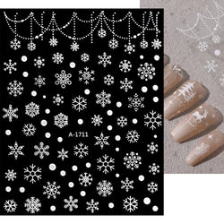 3D Gold Glitter Snowflake Nail Sticker Winter Reflective Elk Star Balloon Christmas Tree Foil Xmas New Year Decal Tips Decoratio (ONLINE ORDER ONLY)