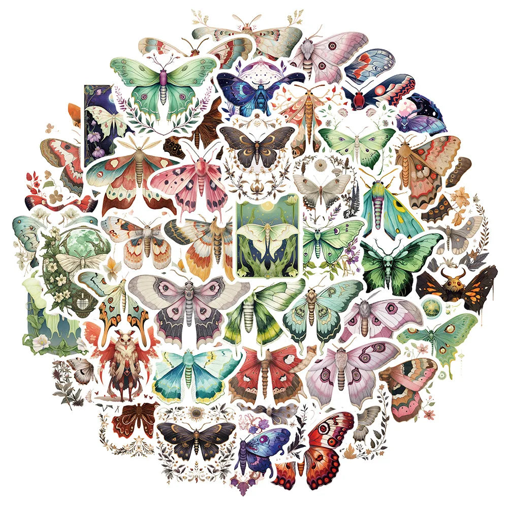 Colorful Moth Animal Stickers Cartoon Decals for Kids DIY Scrapbook Laptop Bike (Online Order Only)