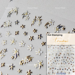 Retro Mini Flower Vintage Leaves Hot Stamping Petal Daisy Delicate Chic Self Adhesive Nail Art Stickers Manicure Decal Wholesale (ONLINE ORDER ONLY)