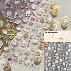 Lovely Animals Cat Dog Bear Party Puppy Kitten Cake Bowknot Flower Love Heart Lace Gird Adhesive Nail Art Sticker Manicure Decal (ONLINE ORDER ONLY)
