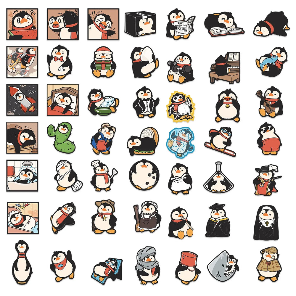 10/30/50PCS Penguin Cartoon Stickers Cartoon Animal Graffiti DIY Laptop Phone Guitar Bike Skateboard Decals Waterproof Kids Toy (ONLINE ORDER ONLY)