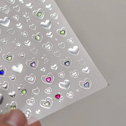 Colored Crystal Star Love Heart Shiny Silver Hollowed Smudging Rainbow Flower Jelly Embossed Nail Art Stickers Manicure Decals (ONLINE ORDER ONLY)
