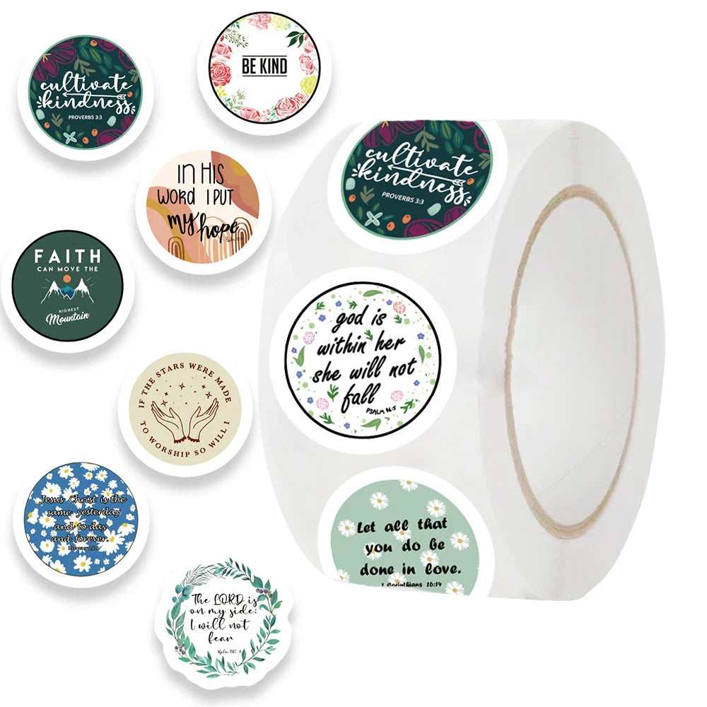 500pcs Bible Motivational Phrases Cartoon Stickers Jesus Inspiration Decals Laptop Luggage Skateboard Guitar Decor Sticker (Online Order Only)