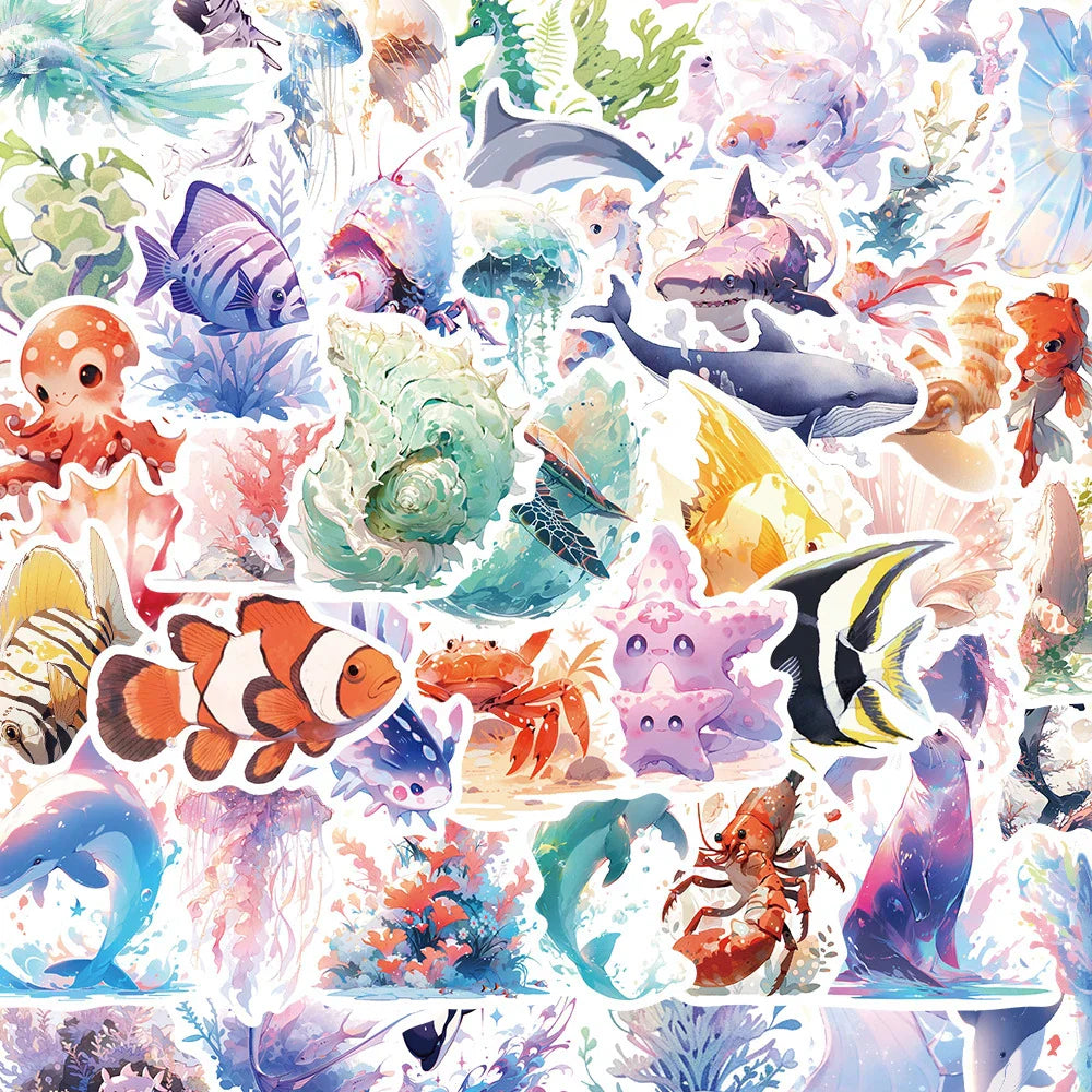 Cute Sea Animal Stickers Waterproof Decals for Laptop, Phone, Notebook, Suitcase - 10/30/50pcs (ONLINE ORDER ONLY)