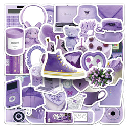 Cute Purple Cartoon Stickers Set - Aesthetic Decals for Skateboard, Phone, Fridge, Guitar, Kids Gift (ONLINE ORDER ONLY)