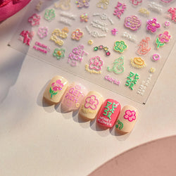 Wealthy Rich Snake Flower Coin Yuanbao Good Luck Blessing Fu Character Self Adhesive Nail Art Stickers Rhinestone Manicure Decal (ONLINE ORDER ONLY)